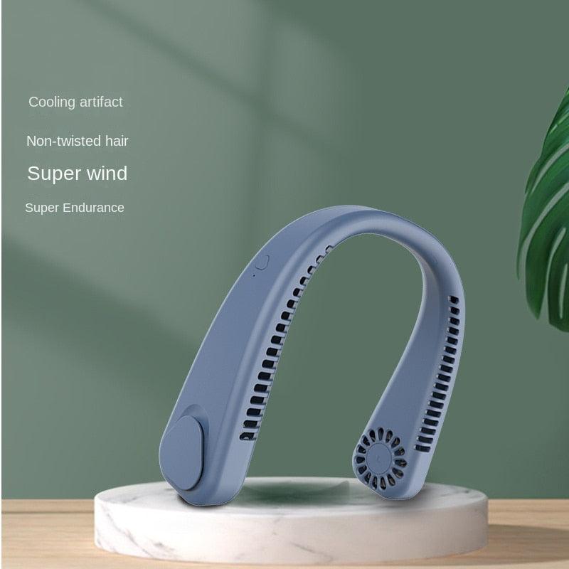 Bladeless Rechargeable Neck Fan with 64 Air Holes - Quiet Cooling