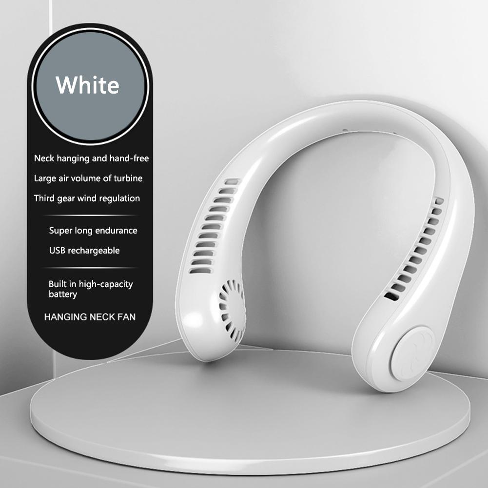 Portable Leafless Neck Fan with LED Display & 5 Speed Cooling
