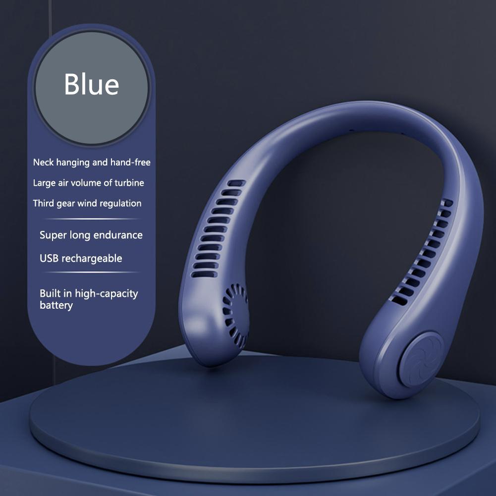 Portable Leafless Neck Fan with LED Display & 5 Speed Cooling