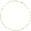Close-up of a 14K yellow gold paperclip link necklace on a neutral background