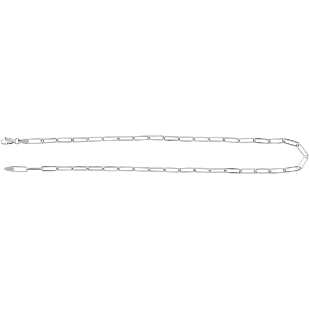 14K Gold Paperclip Necklace - Solid Gold Elongated Link Chain