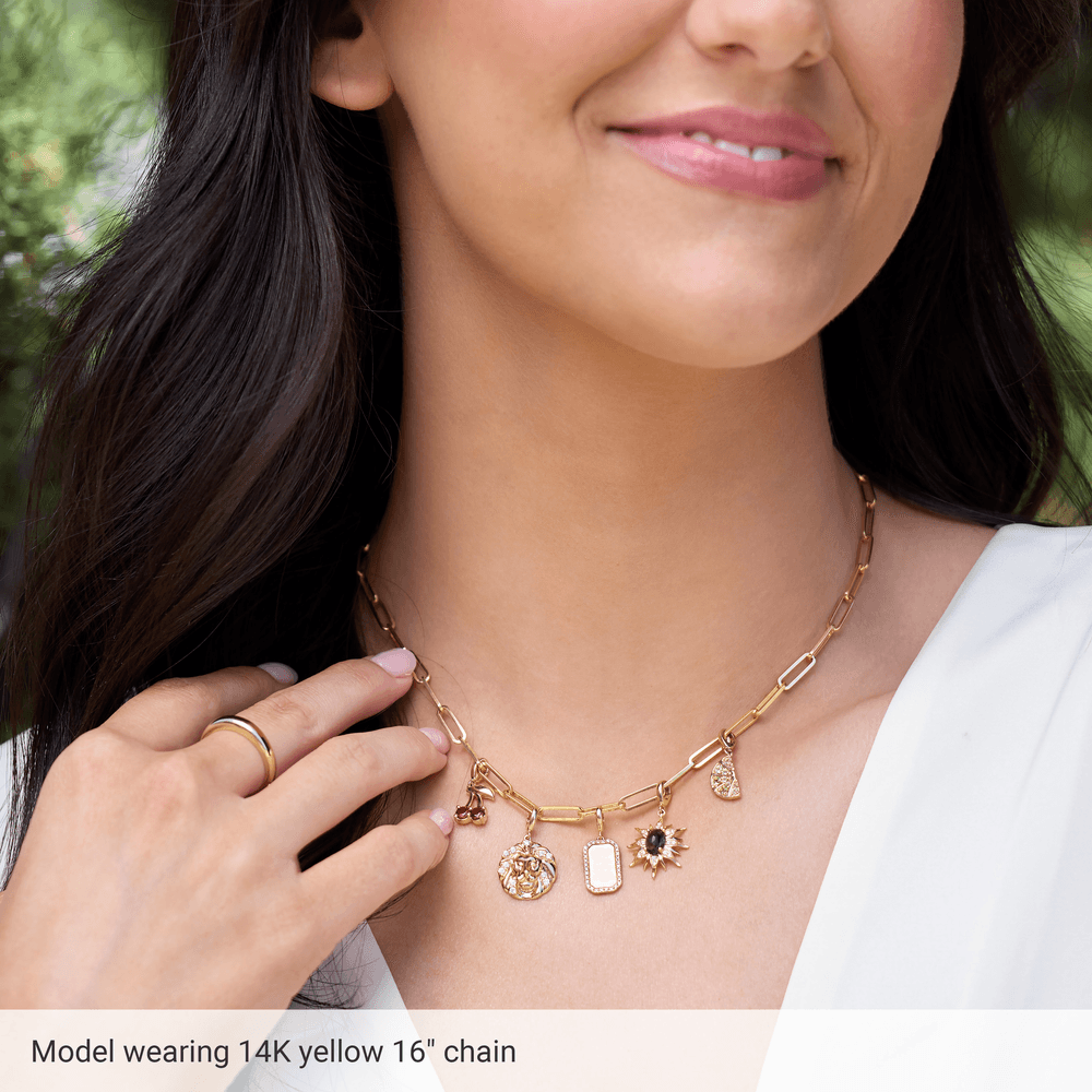 14K Gold Paperclip Necklace - Solid Gold Elongated Link Chain