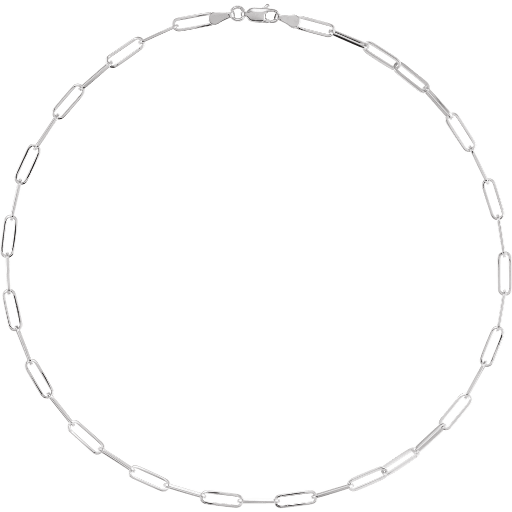 14K Gold Paperclip Necklace - Solid Gold Elongated Link Chain