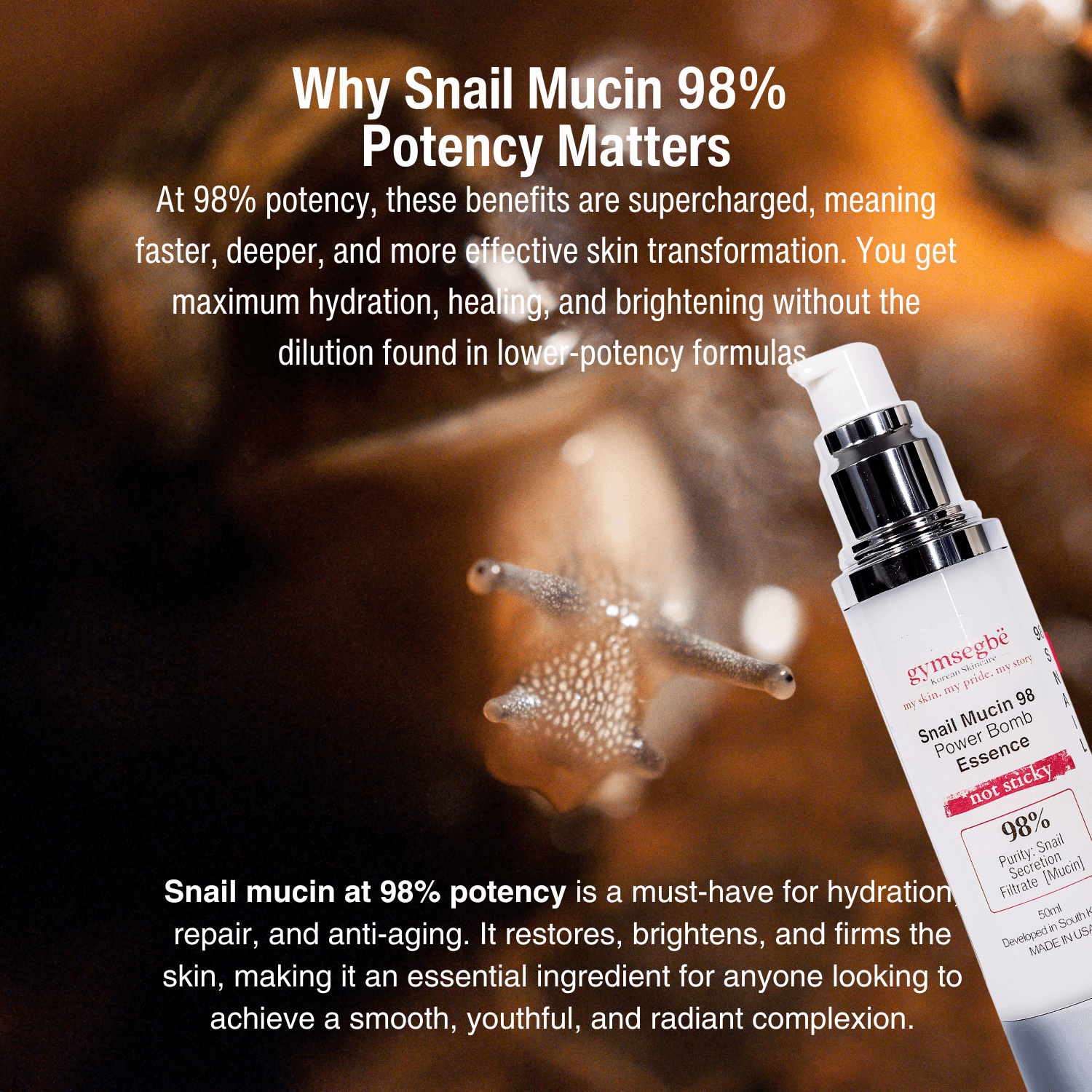 Snail Mucin 98% Power Essence for Hydration and Skin Bounce