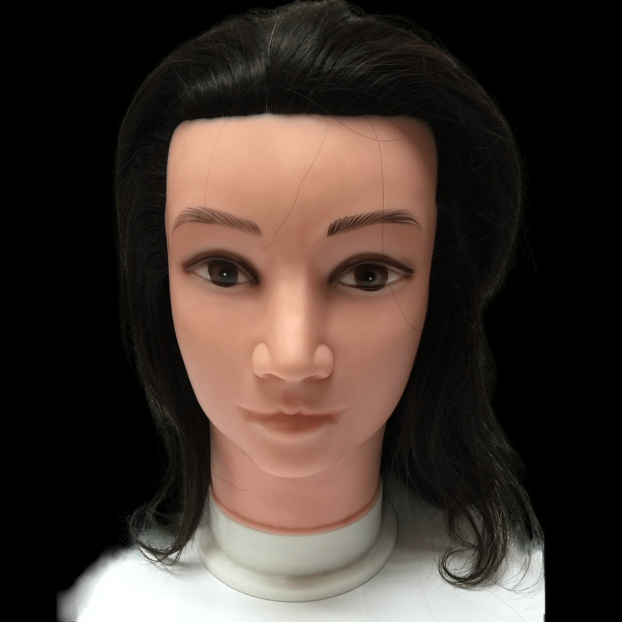 Male cosmetology practice mannequin head with 100% virgin human hair and stand