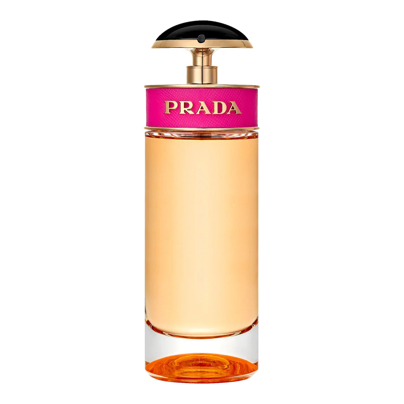 Prada CANDY Eau de Parfum bottle with pink, gold, and amber aesthetic