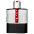 Prada Luna Rossa Carbon Eau de Toilette 3.4 OZ bottle featuring a sleek black and metallic design.