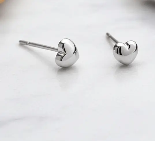 Chubby Heart Stud Earrings - Premium S925 Sterling Silver Hypoallergenic Love Earrings