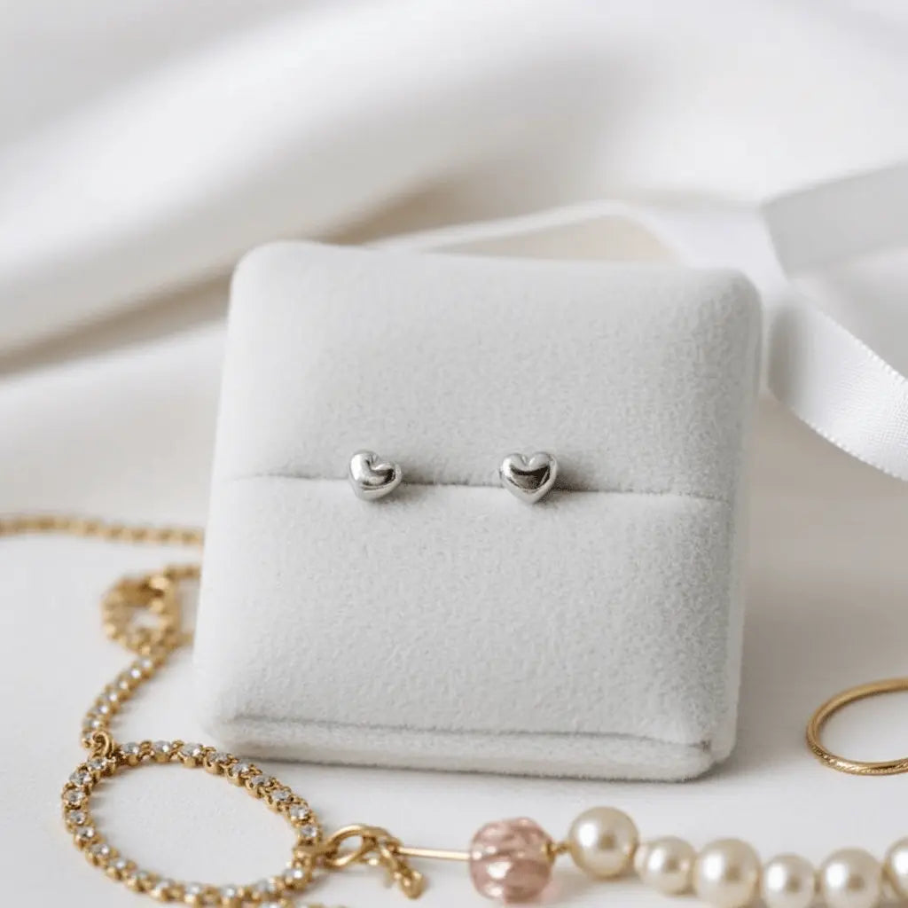 Chubby Heart Stud Earrings - Premium S925 Sterling Silver Hypoallergenic Love Earrings