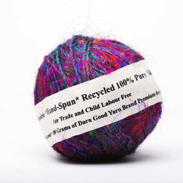 Premium Recycled Sari Silk Handspun Yarn – Vibrant Artisan Fiber