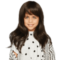 Young girl wearing a long, wavy dark brown Pretty in Layers Kidz wig
