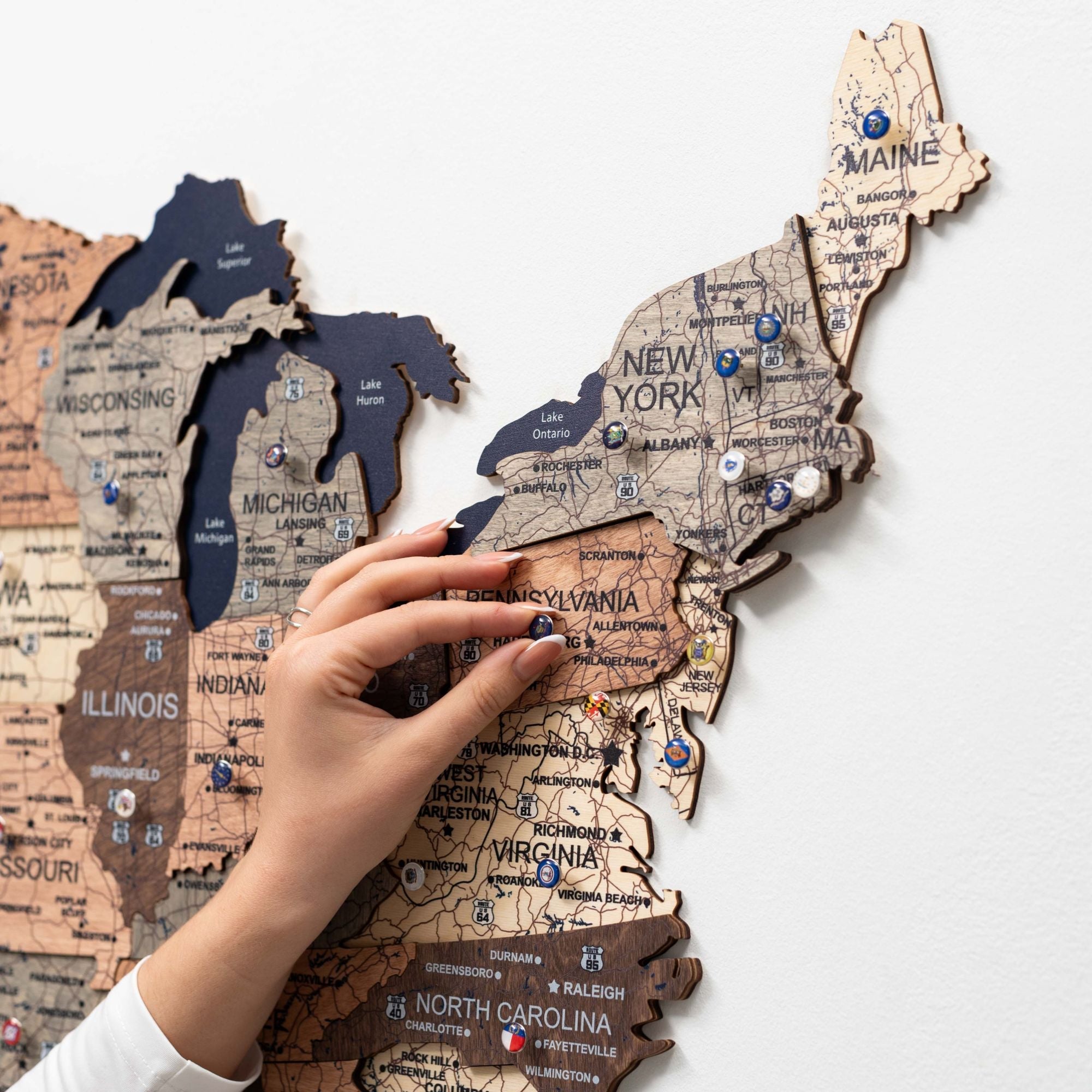 3D Wooden Map of USA - Smokey Collection Modern Wall Decor