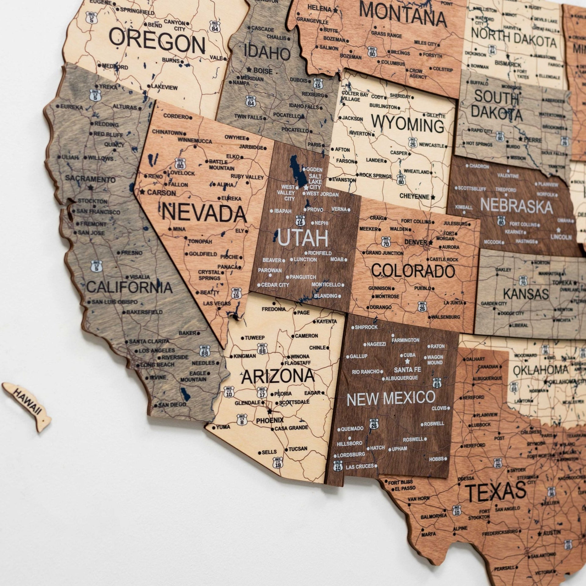 3D Wooden Map of USA - Smokey Collection Modern Wall Decor