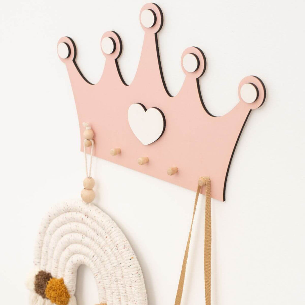 Princess Crown Wall Hooks for Nursery Kids Accessory Organizer
