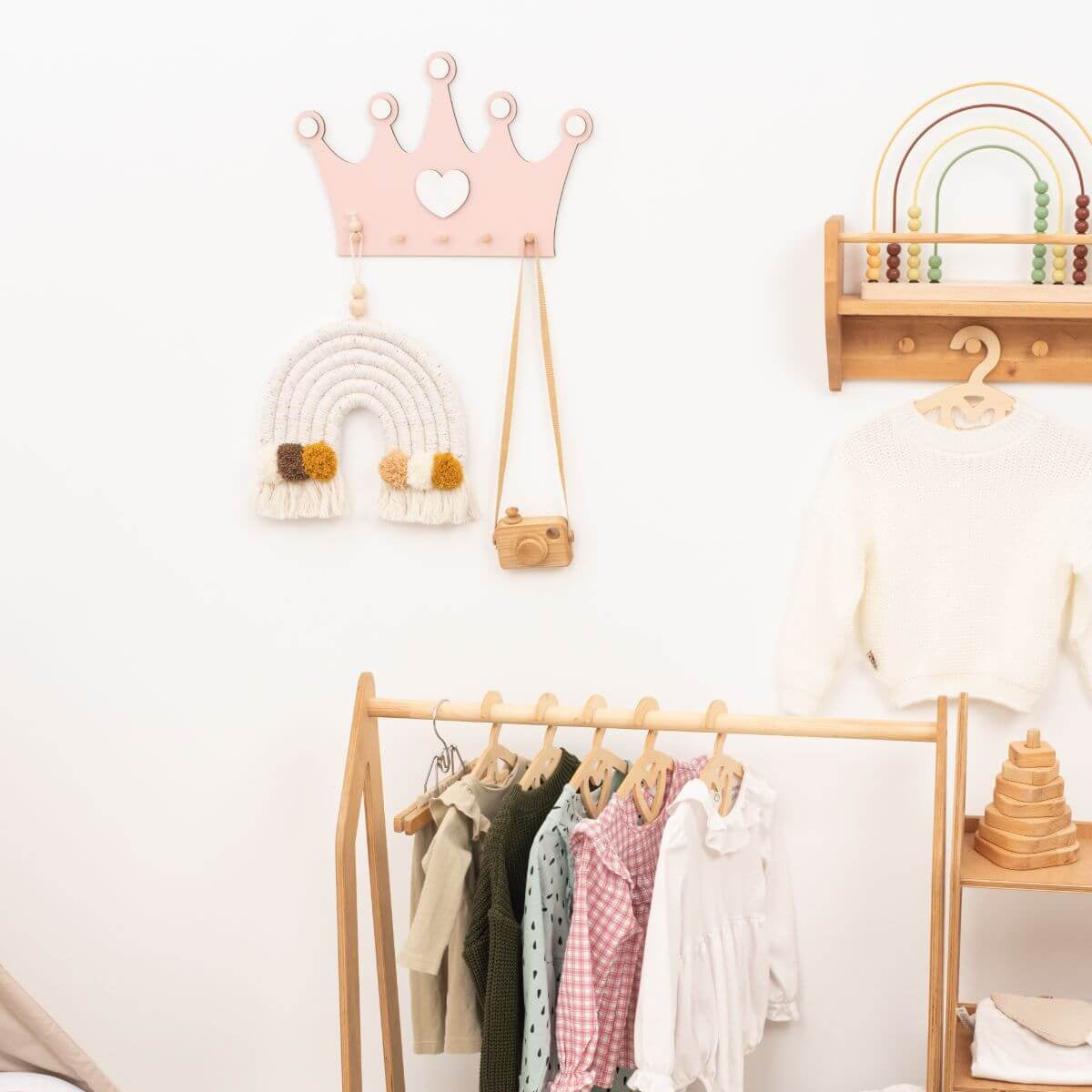 Princess Crown Wall Hooks for Nursery Kids Accessory Organizer