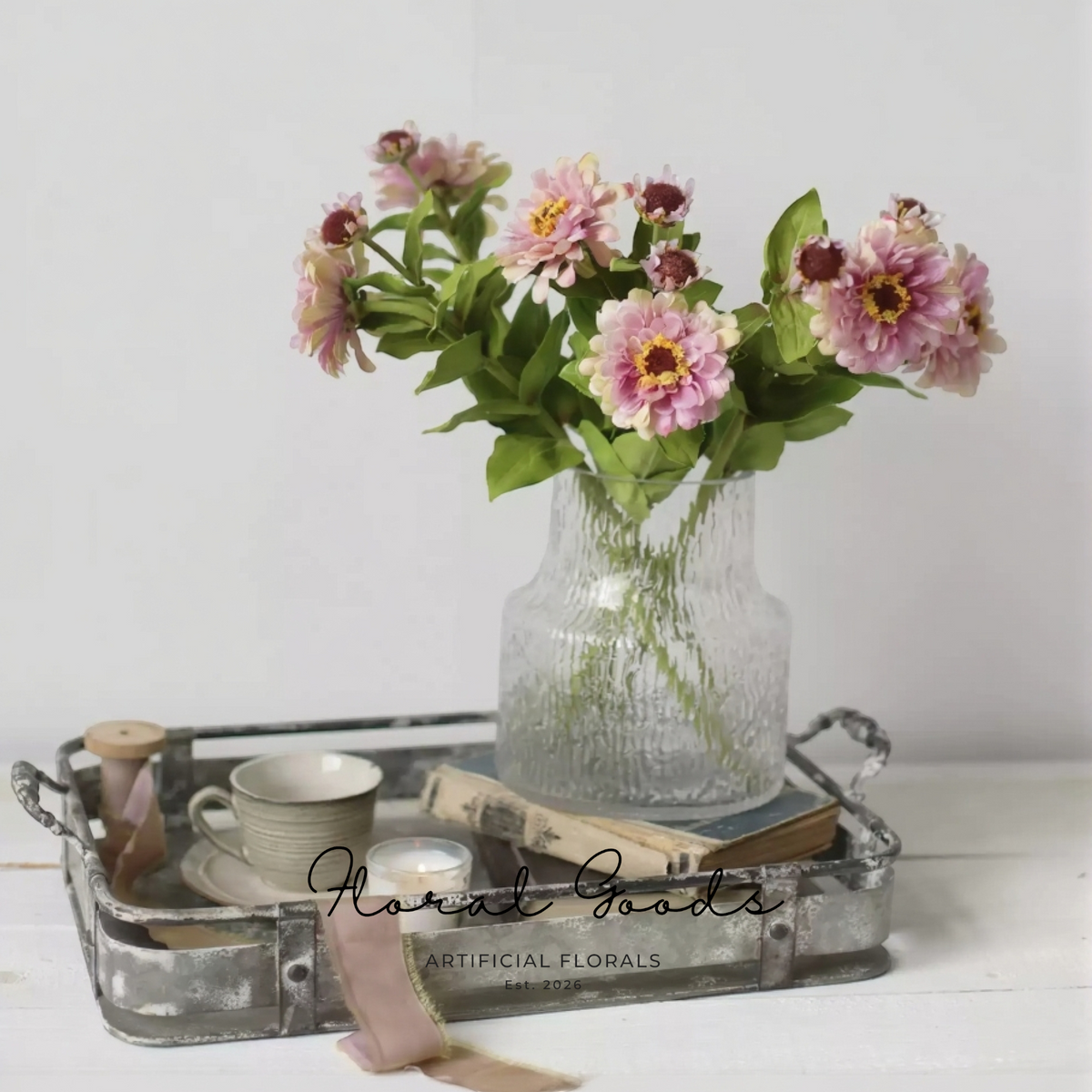 Blush Zinnia Spray – 29.1"