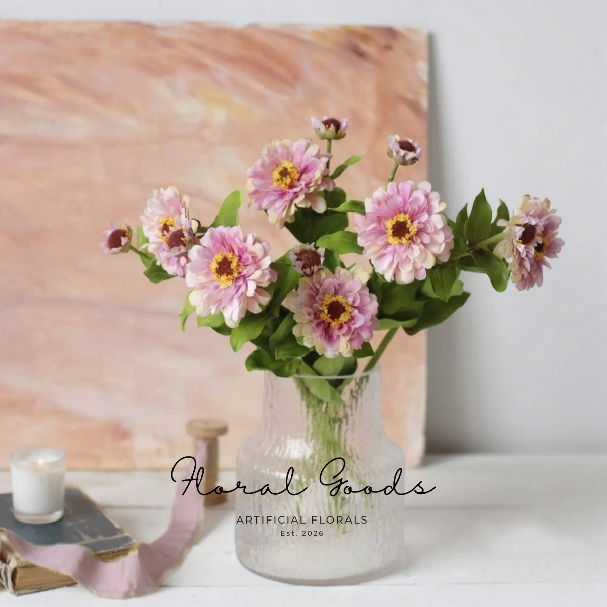 Blush Zinnia Spray – 29.1"