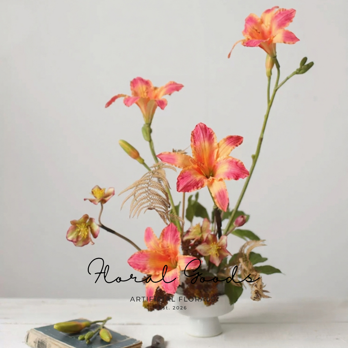 Painterly Daylily Stem – 33"
