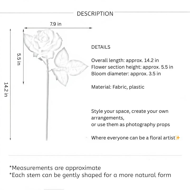 Modern Garden Rose Stem – 14"