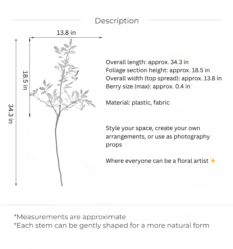 Burnt Orange Berry Leaf Branch – 34"