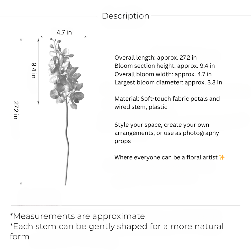 Royal Vanda Orchid Stem – 27"
