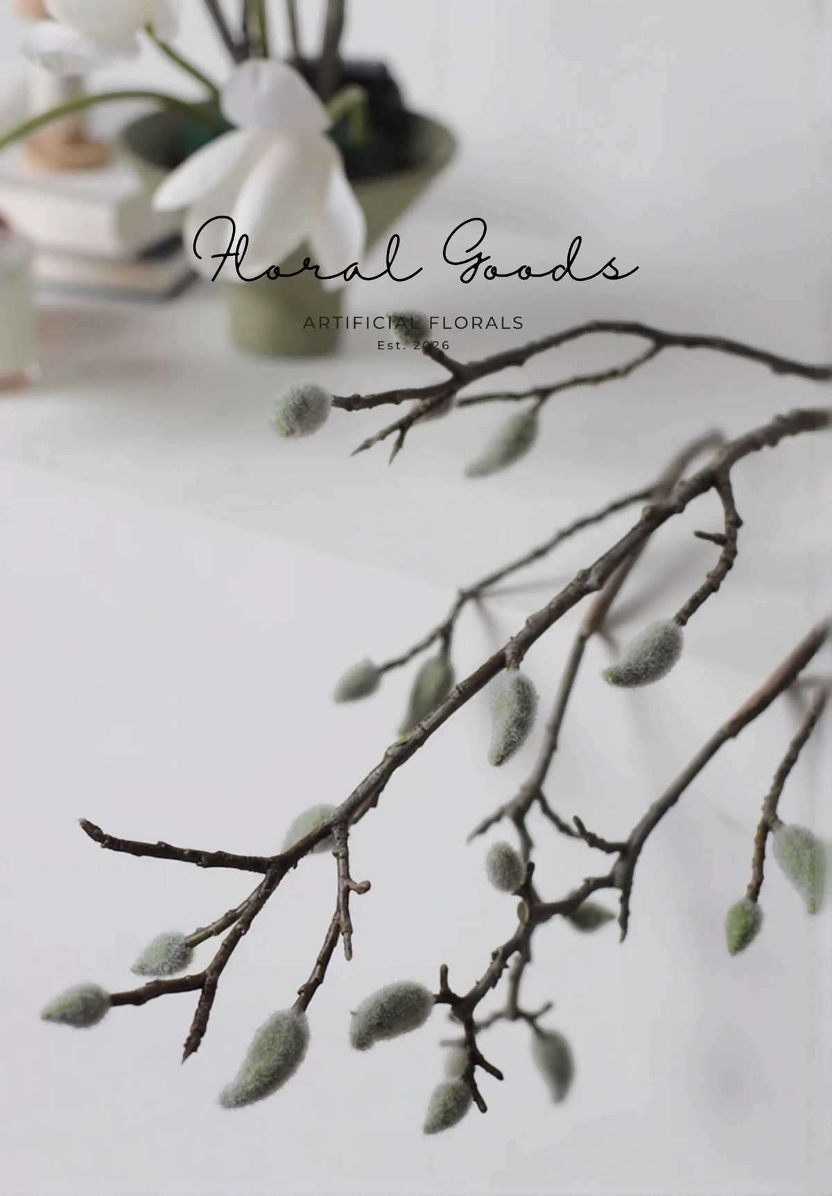 Velvet Magnolia Bud Branch – 36.6"