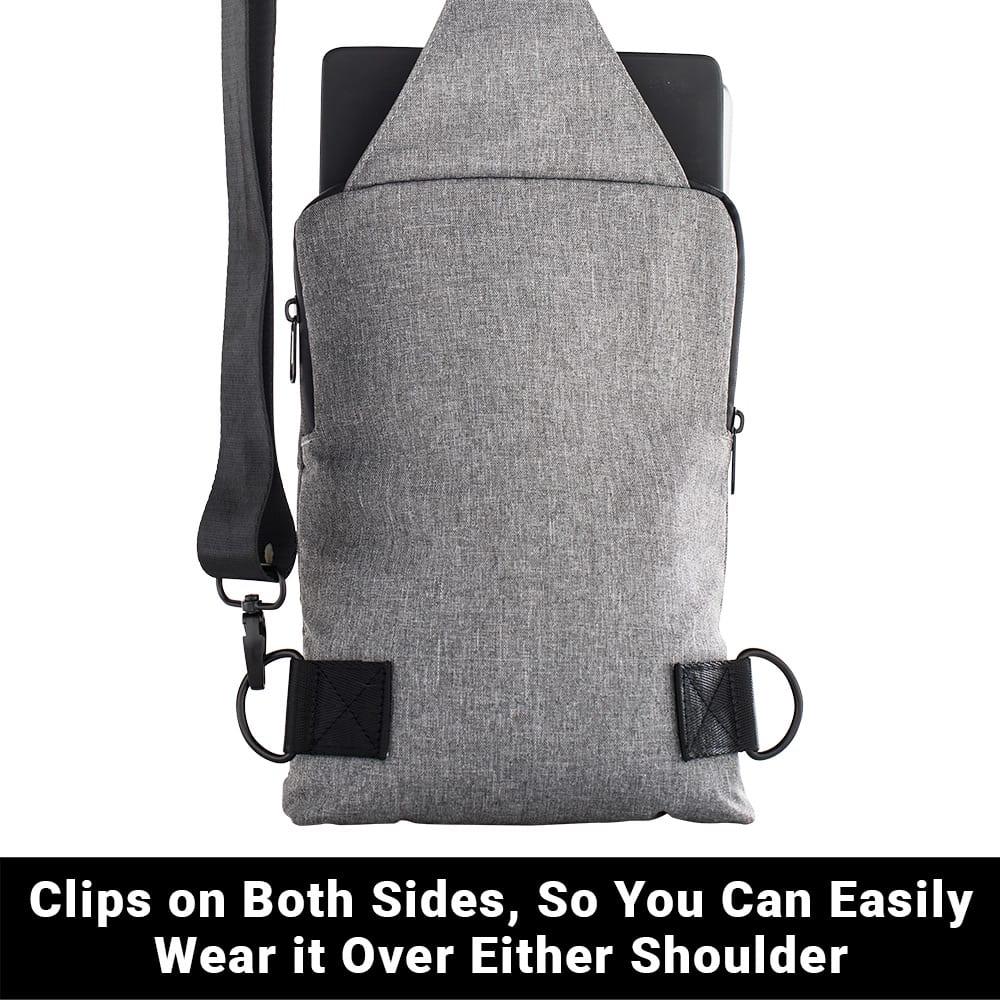 EMF Shielding Sling Bag for Cell Phones and Tablets Gray - Image 6
