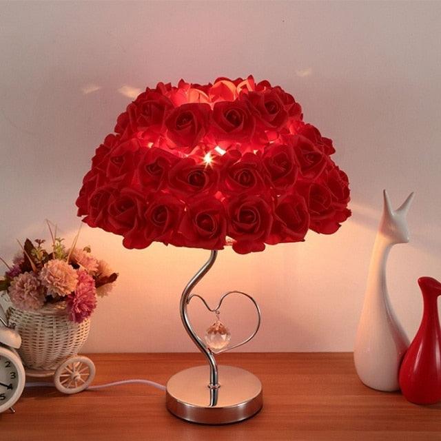 Romantic Rose Flower Desk Lamp for Wedding and Bedroom Decor
