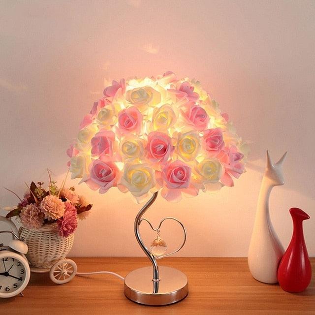 Romantic Rose Flower Desk Lamp for Wedding and Bedroom Decor