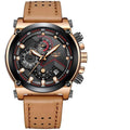 Modern Waterproof Quartz Watch with Genuine Leather Strap