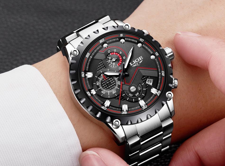 Men's Sporty Industrial Chronograph Watch with Fluorescent Hands