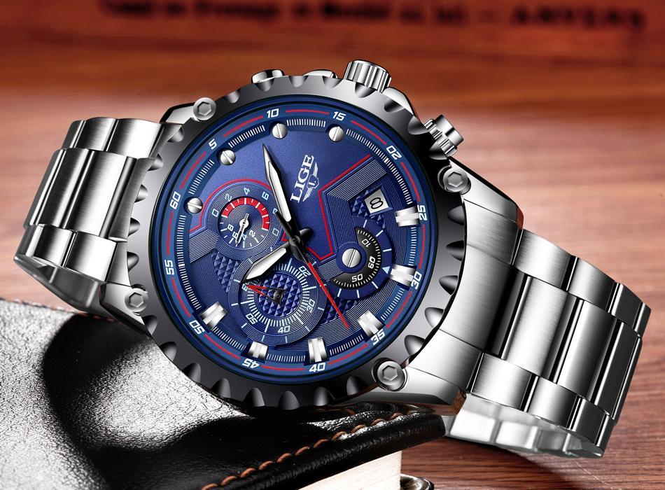 Men's Sporty Industrial Chronograph Watch with Fluorescent Hands