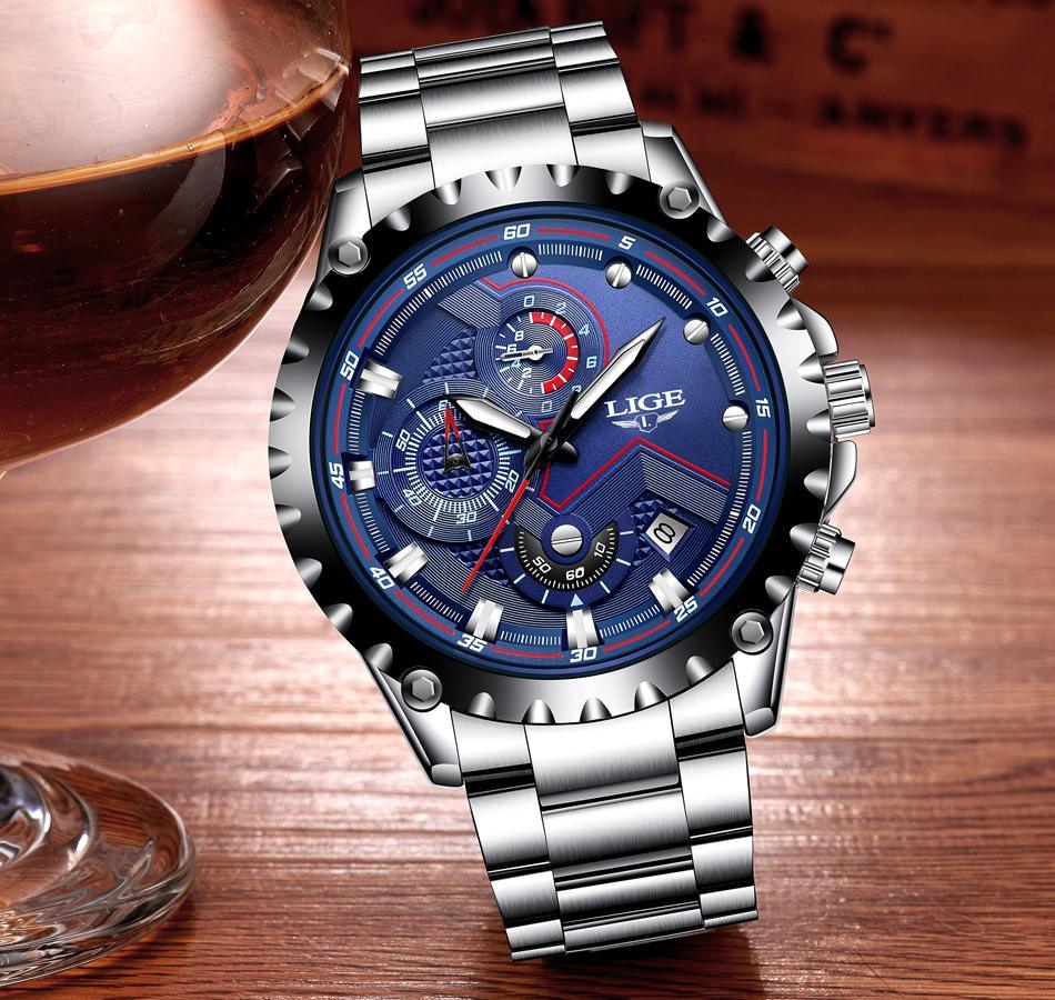 Men's Sporty Industrial Chronograph Watch with Fluorescent Hands