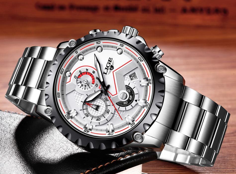 Men's Sporty Industrial Chronograph Watch with Fluorescent Hands