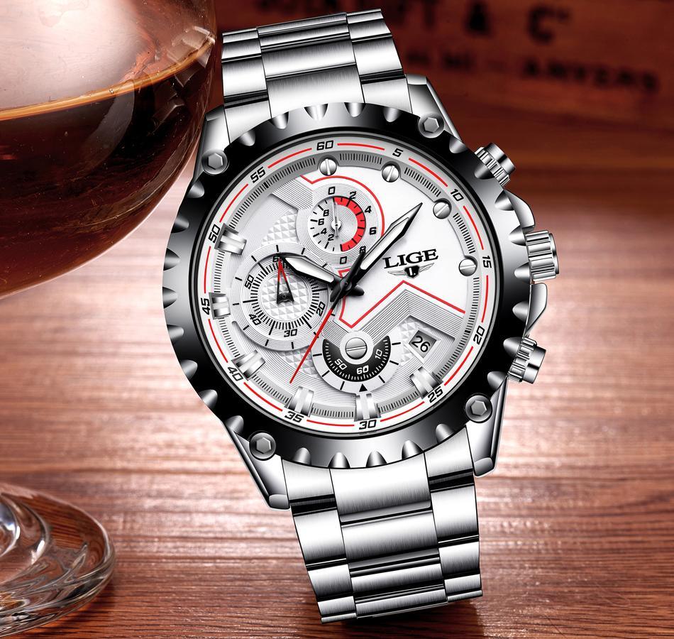 Men's Sporty Industrial Chronograph Watch with Fluorescent Hands