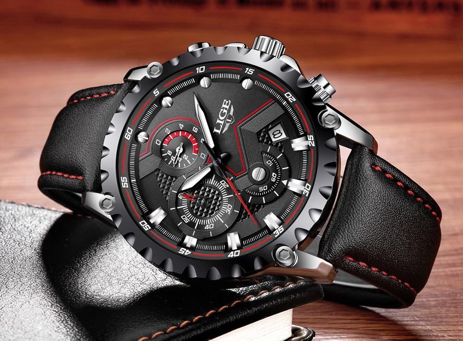 Men's Sporty Industrial Chronograph Watch with Fluorescent Hands