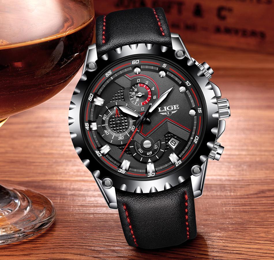 Men's Sporty Industrial Chronograph Watch with Fluorescent Hands