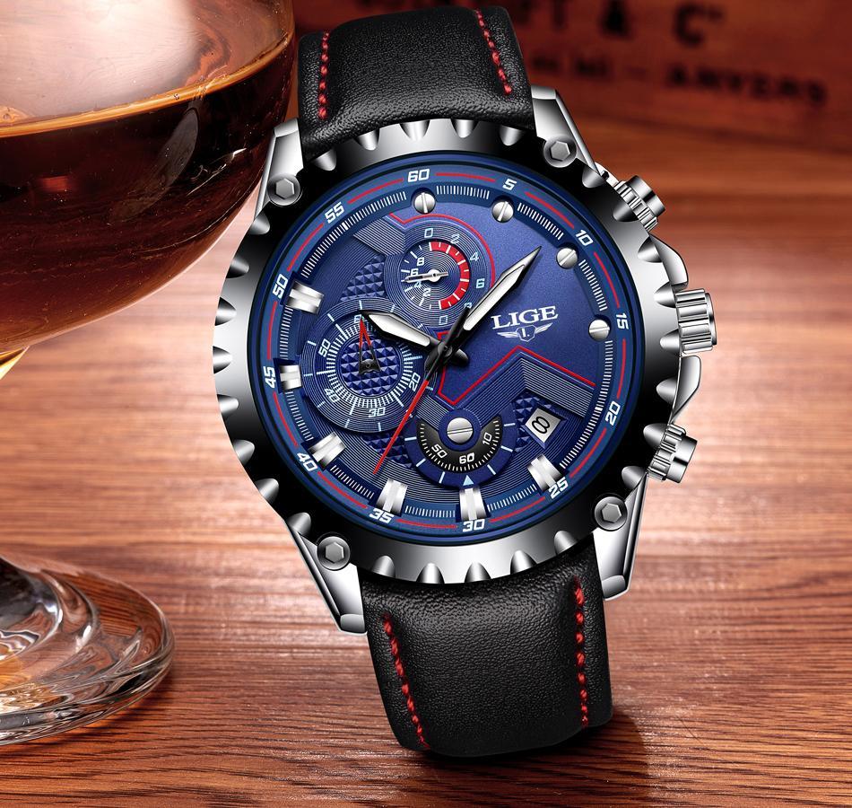 Men's Sporty Industrial Chronograph Watch with Fluorescent Hands