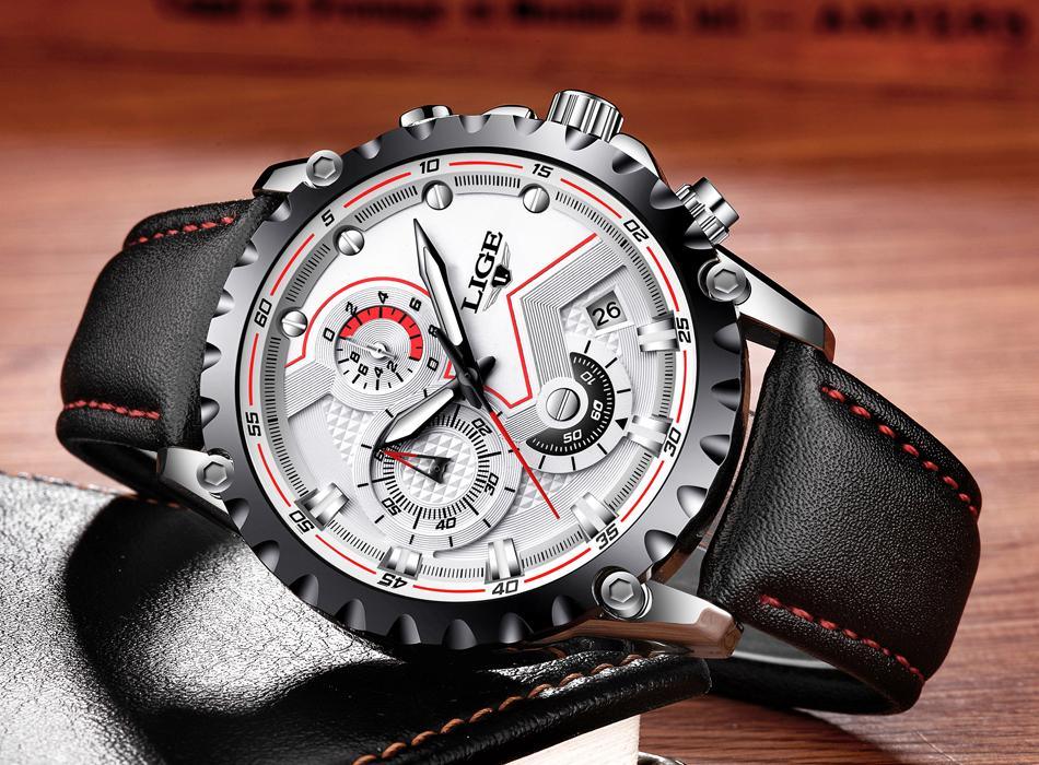 Men's Sporty Industrial Chronograph Watch with Fluorescent Hands