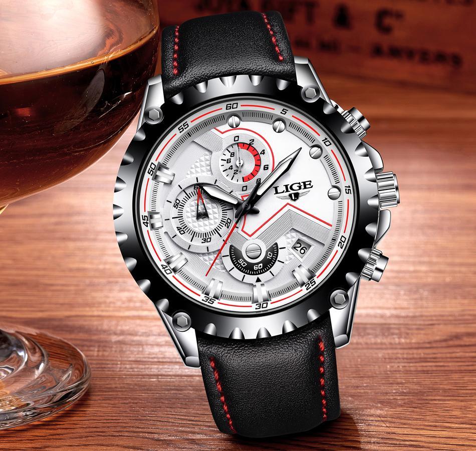 Men's Sporty Industrial Chronograph Watch with Fluorescent Hands
