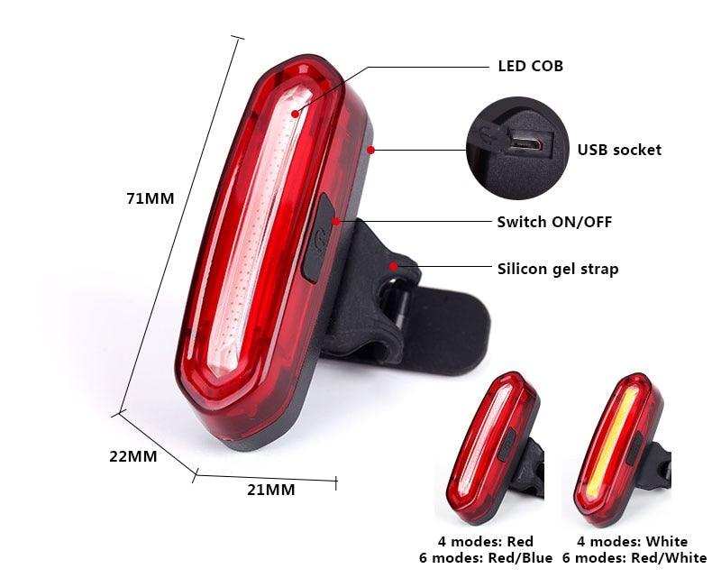 USB Rechargeable LED Bicycle Tail Light - High Intensity Safety