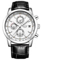 Waterproof Men's Quartz Watch with Chronometers and Brown Strap
