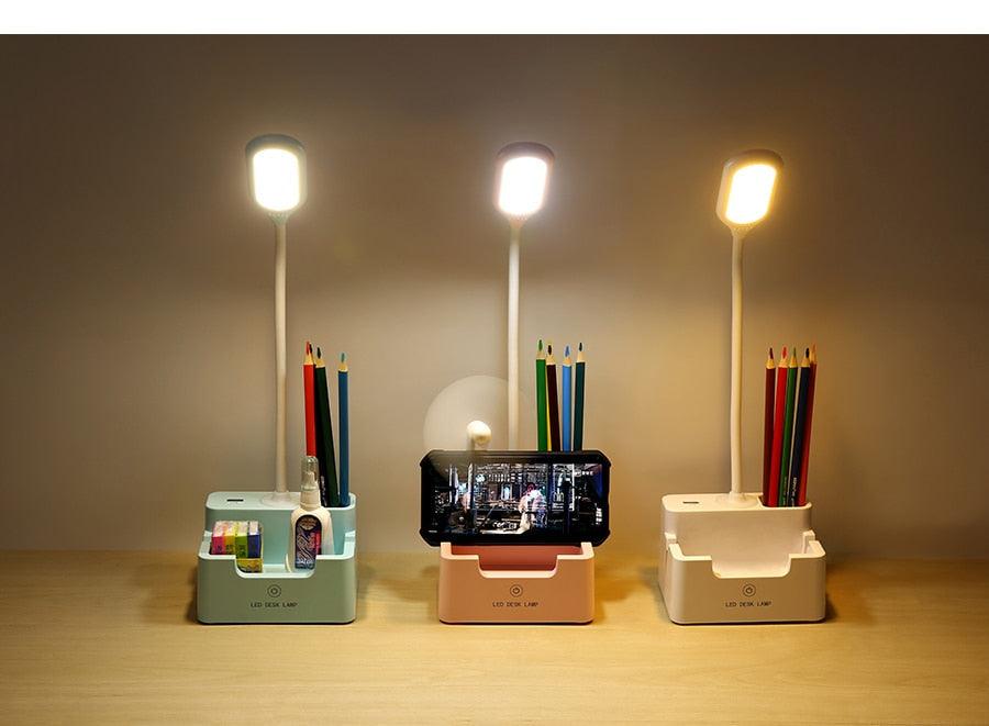 Rechargeable LED Desk Lamp with Cooling Fan and Phone Holder