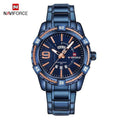 Modern men's waterproof chronograph watch with metallic band and date display