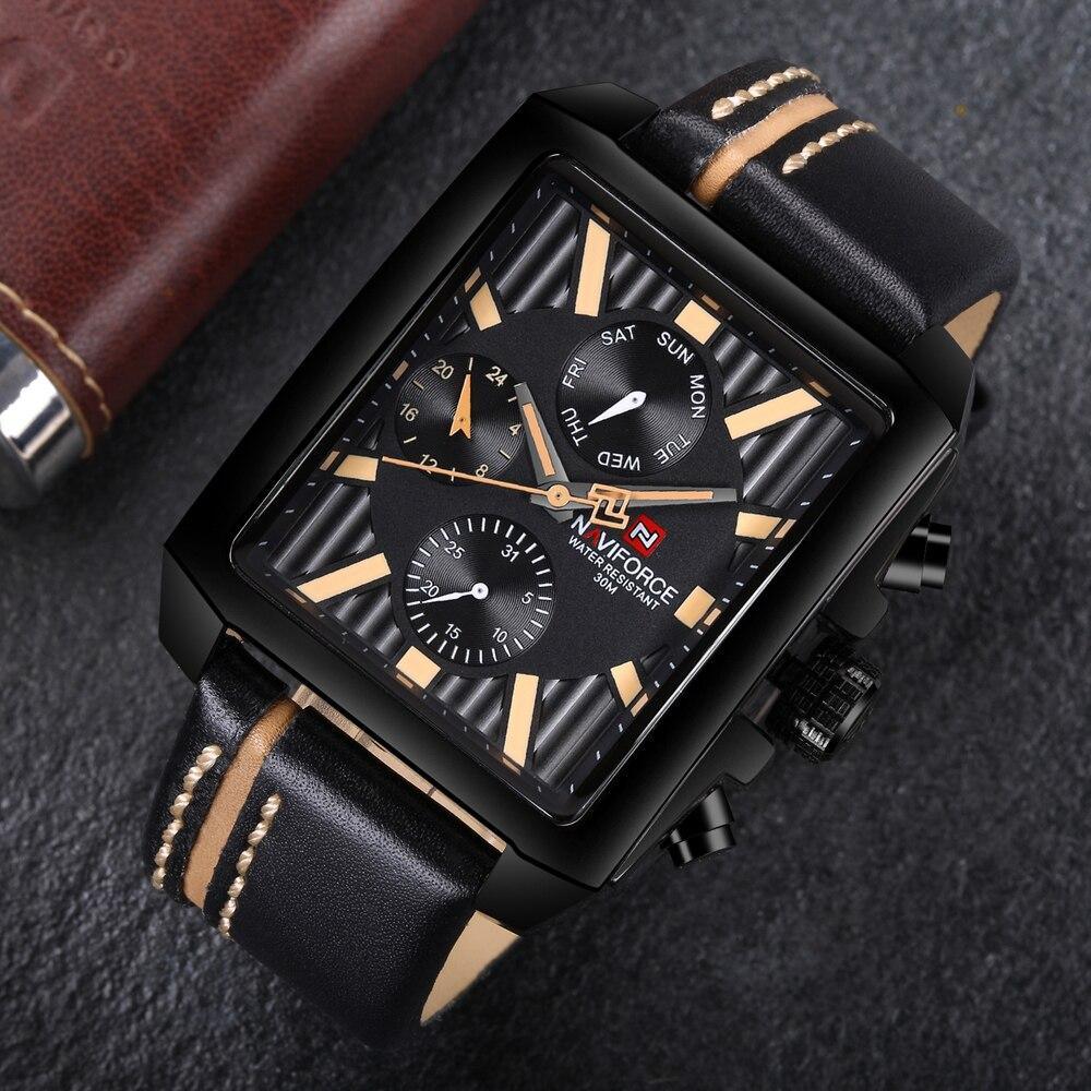 Men's Retro Waterproof Chronograph Watch with Genuine Leather Strap