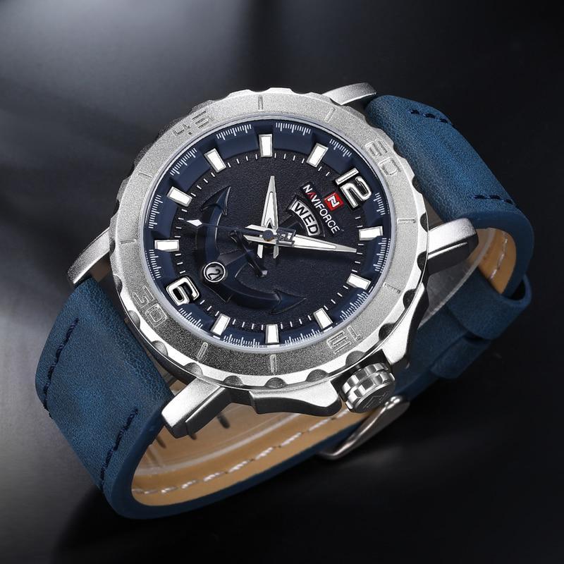 Men's Waterproof Nautical Watch with Anchor Detail Fluorescent Hands