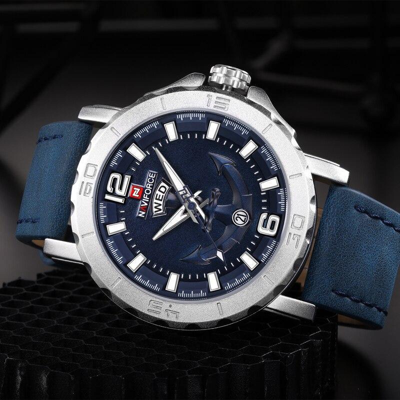 Men's Waterproof Nautical Watch with Anchor Detail Fluorescent Hands