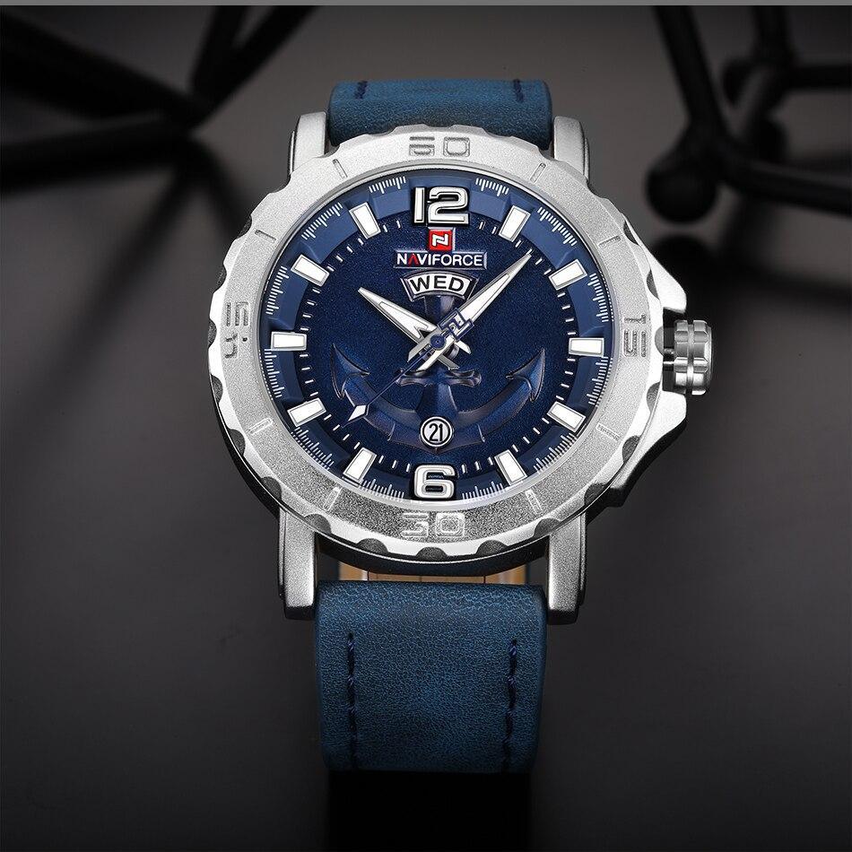 Men's Waterproof Nautical Watch with Anchor Detail Fluorescent Hands