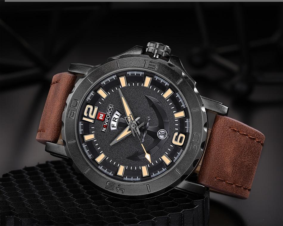 Men's Waterproof Nautical Watch with Anchor Detail Fluorescent Hands