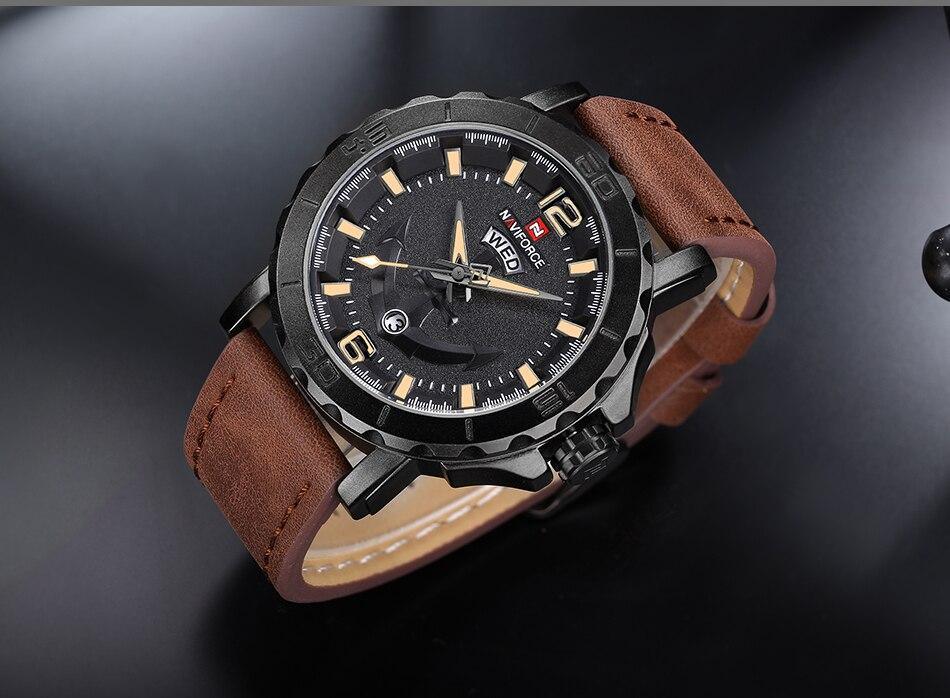 Men's Waterproof Nautical Watch with Anchor Detail Fluorescent Hands